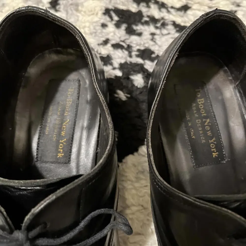 TO BOOT NEW YORK MENS BLACK LEATHER OXFORD SIZE 13 MADE IN ITALY GOOD COND!